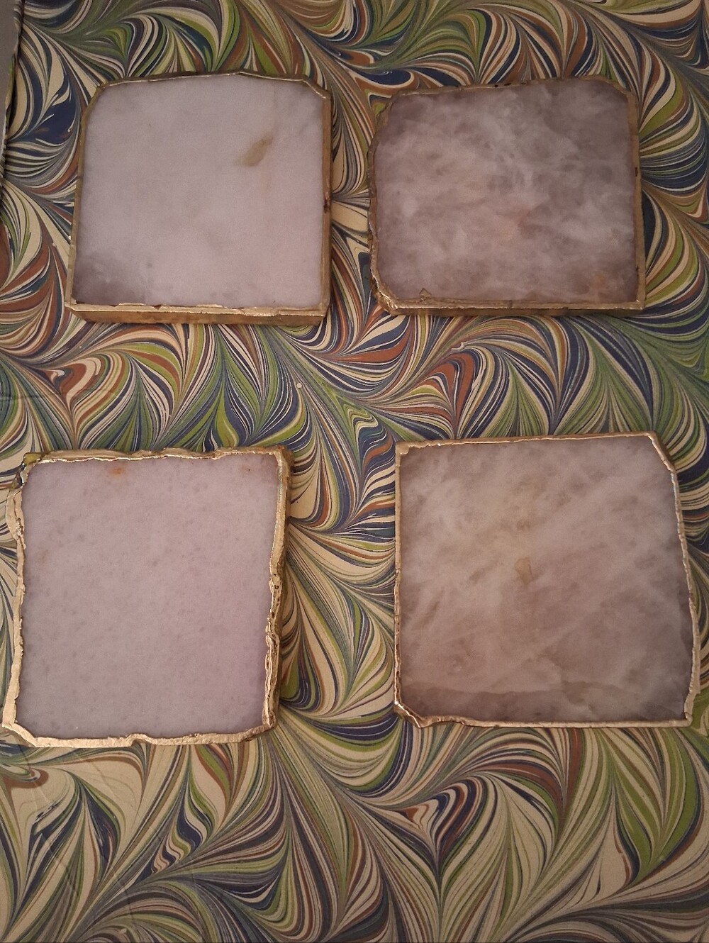 Anthropologie Set of 4 Quartz Stone Coasters NWT